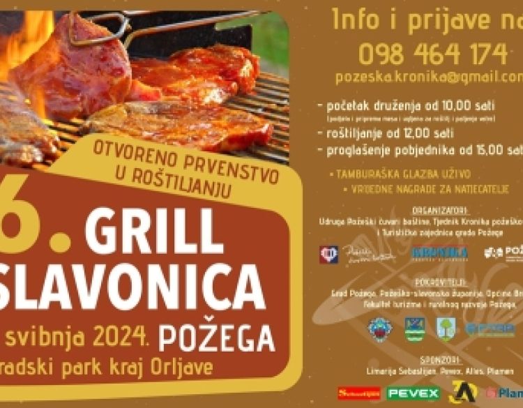 Na 6. „Grill Slavonicu“ u požeškom Parku kraj Orljave pozivaju se najbolje ekipe roštilj majstora 01. svibnja