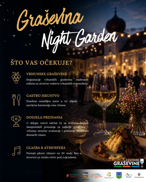 Program Graševina Night Garden 2026 u Kutjevu 2