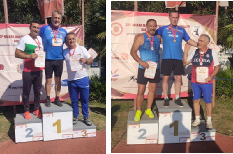 Članovi Atletskog kluba Požega Franjo Čamak i Damir Jakobović osvojili 3 zlata i 1 broncu na Prvenstvu Balkana u atletici za veterane