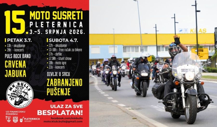 Danas započinju jubilarni 15. Moto susreti u Pleternici: Crvena jabuka, Zabranjeno pušenje i bogat bikerski program