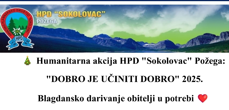Najavljena Humanitarna akcija HPD "Sokolovac" Požega "Dobro je činiti dobro" 2025. - blagdansko darivanje obitelji u potrebi