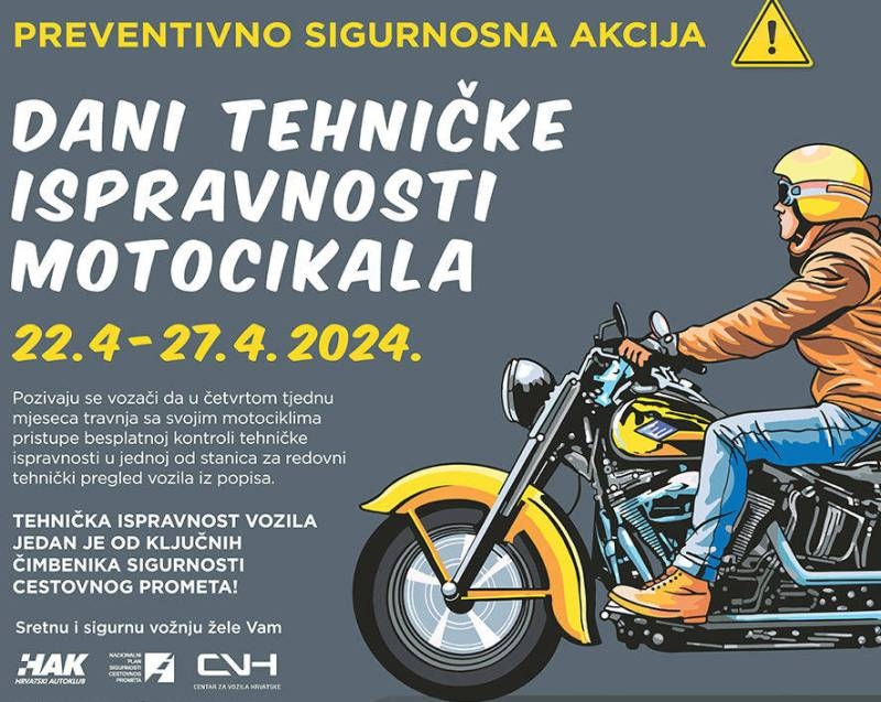 Najavljeni Dani tehničke ispravnosti motocikala i mogućnost obavljanja besplatnog pregleda motocikala