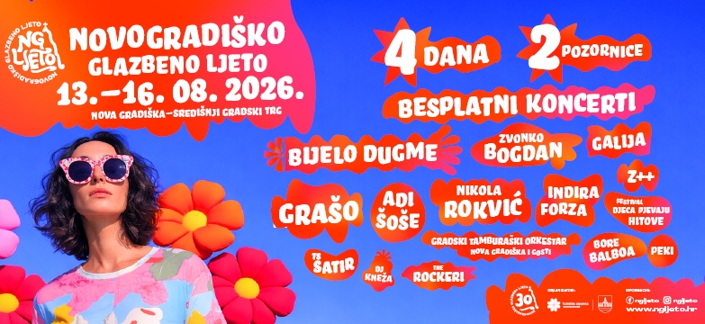 Danas počinje Novogradiško glazbeno ljeto 2026. – 30 godina glazbe, zajedništva i nezaboravnih uspomena - 13. do 16. kolovoza