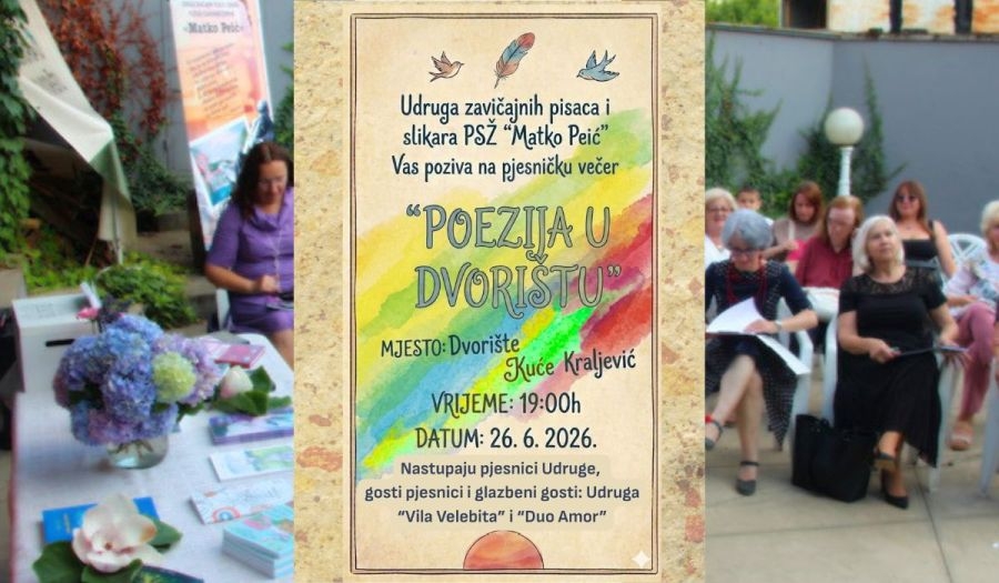 Požeško kulturno ljeto: Sutra „Poezija u dvorištu“ u Kući Kraljević