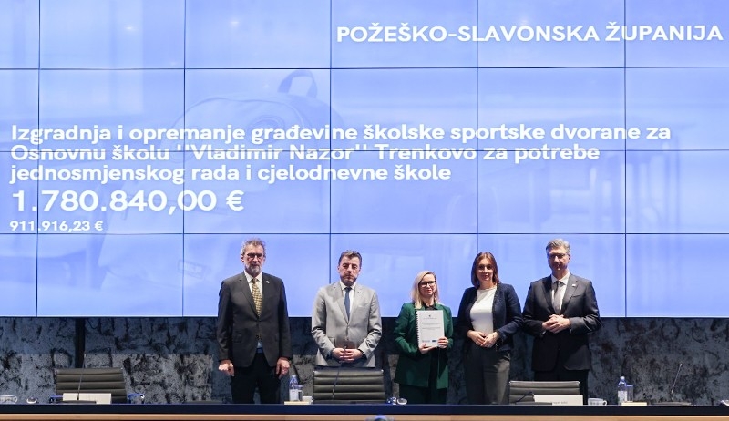 Požeško-slavonskoj županiji uručen ugovor za izgradnju sportske dvorane u Trenkovu vrijedne 900 tisuća eura