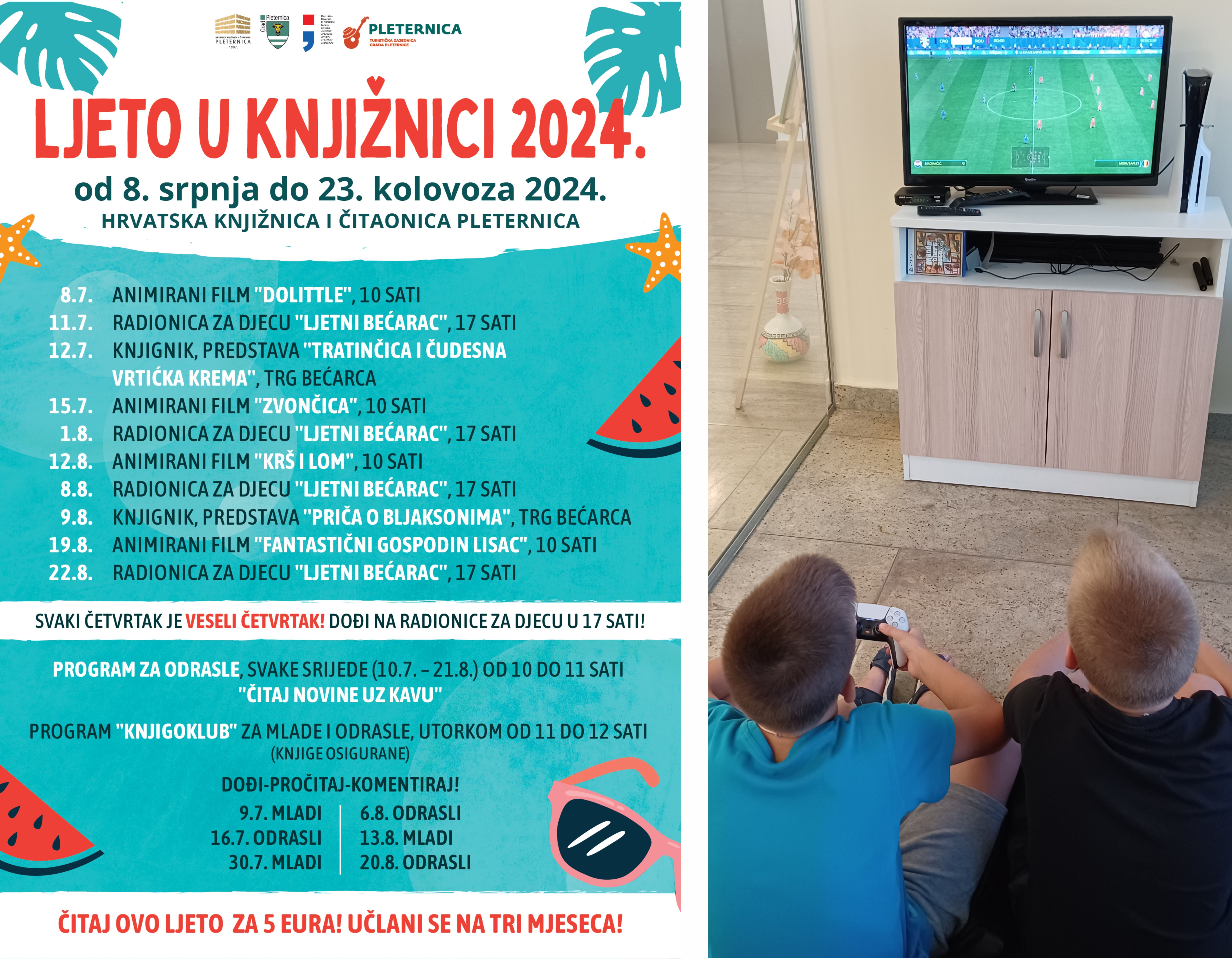 Provedba projekata ''Ljeto u knjižnici'' i ''Nabava informatičke opreme'' u Hrvatskoj knjižnici i čitaonici Pleternica