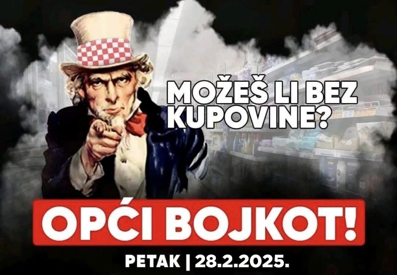 U petak 28. veljače još jedan Opći bojkot kupovanja i plaćanja - o vašem ponašanju ovisi za sve veće i veće cijene u trgovinama