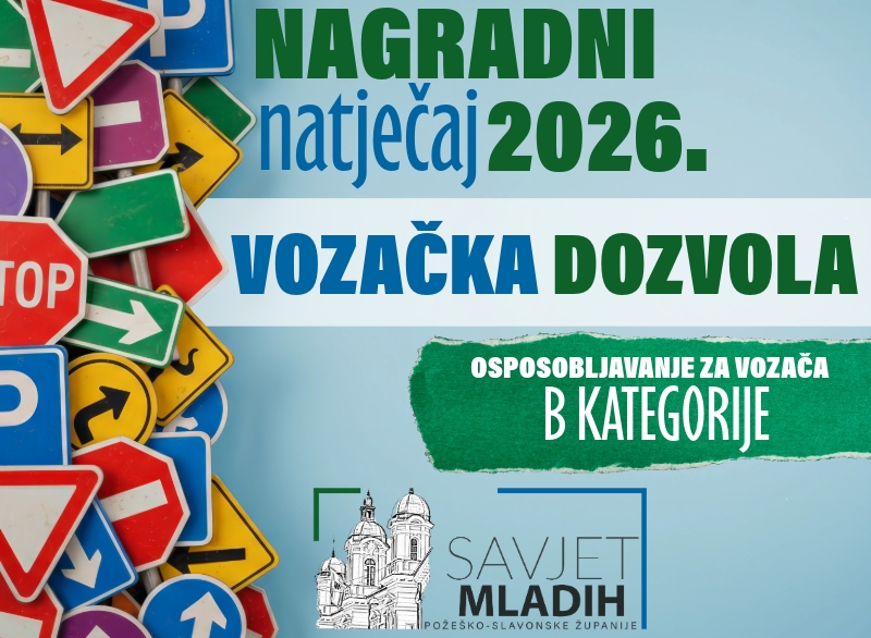 Županijski Savjet mladih ponovno nagrađuje besplatnim osposobljavanjem za vozača B kategorije