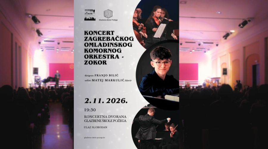 Mladi požeški pijanist Matej Markulić nastupit će kao solist uz Zagrebački omladinski komorni orkestar