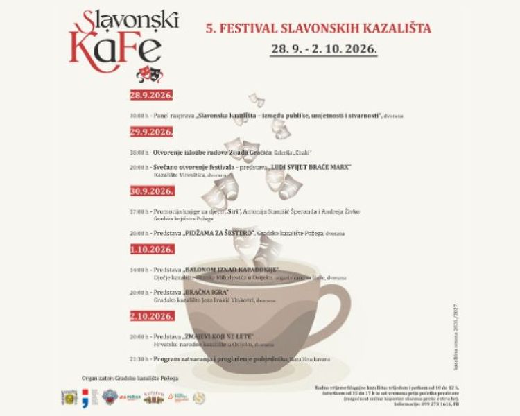 Peti SLAVONSKI KaFe donosi pet kazališnih predstava u Požegu