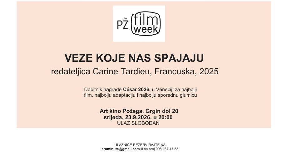 Film „Veze koje nas spajaju“ večeras u Art kinu Požega