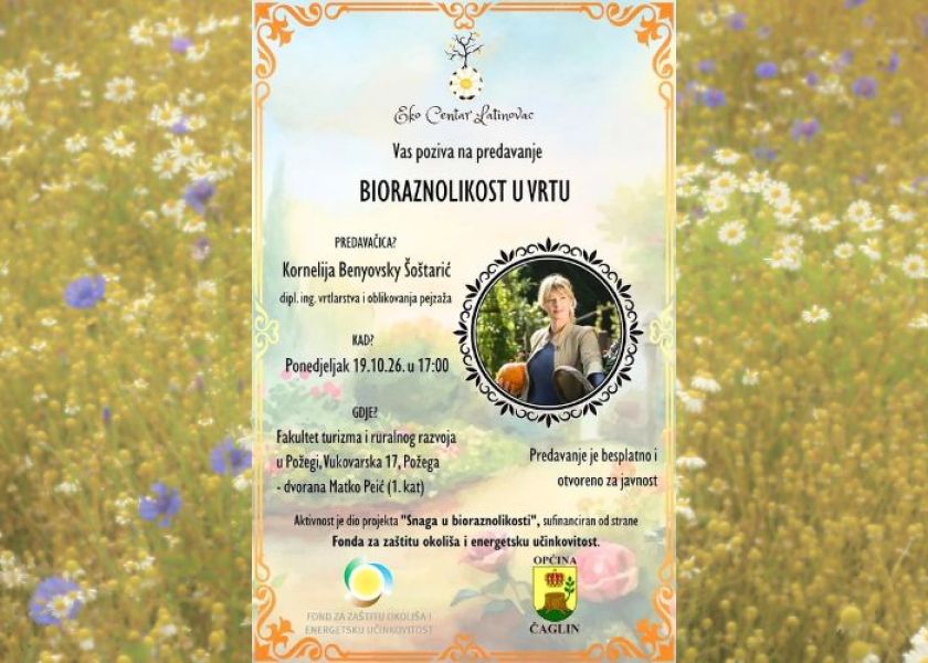 U Požegi predavanje o bioraznolikosti u vrtu: Ulaz je besplatan