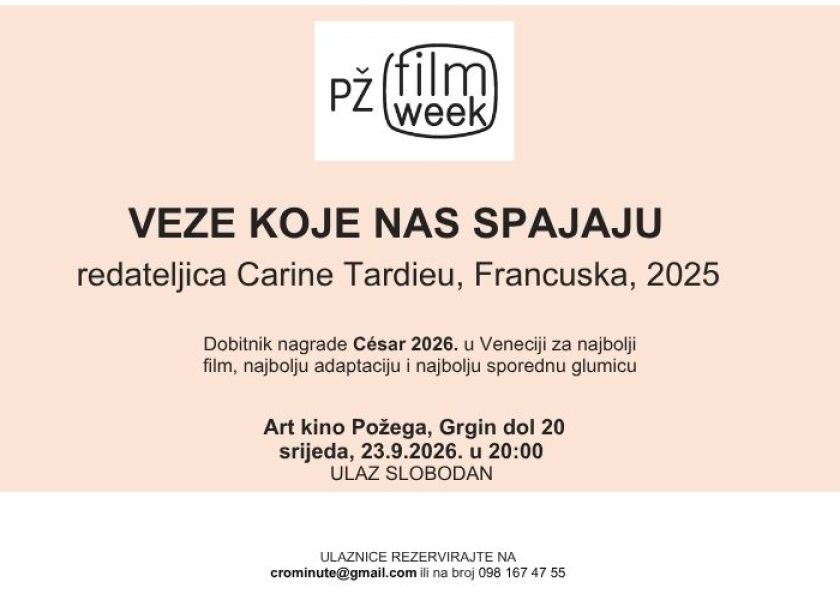 Film „Veze koje nas spajaju“ večeras u Art kinu Požega