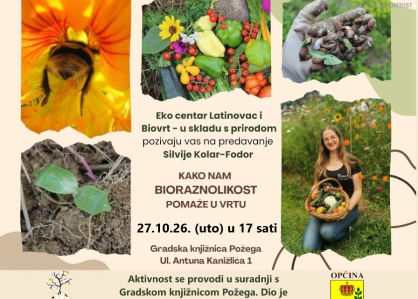 U Gradskoj knjižnici Požega predavanje Silvije Kolar-Fodor o bioraznolikosti i prirodnom uzgoju hrane