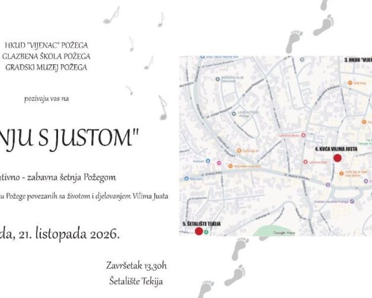Danas „Šetnja s Justom“: Edukativni obilazak Požege i lokacija povezanih sa životom Vilima Justa