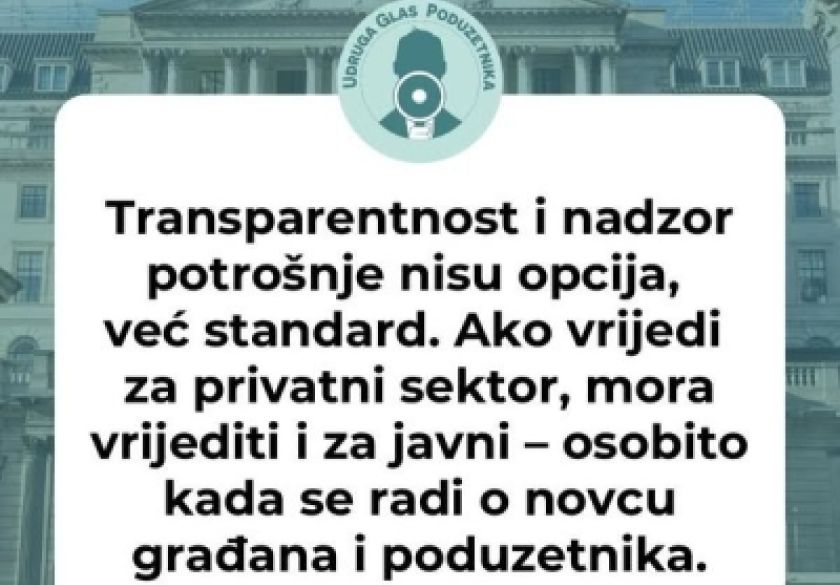 Glas poduzetnika pokreće inicijativu za transparentnost javnog novca i upućuje prijedloge nadležnim ministarstvima