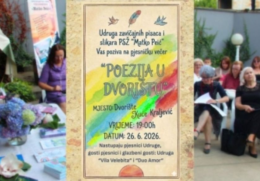Požeško kulturno ljeto: Sutra „Poezija u dvorištu“ u Kući Kraljević