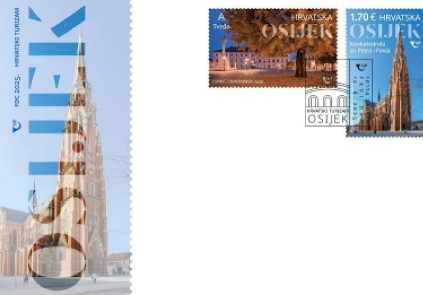 Osječka Tvrđa i konkatedrala na poštanskim markama - izdanje iz serije „Hrvatski turizam“