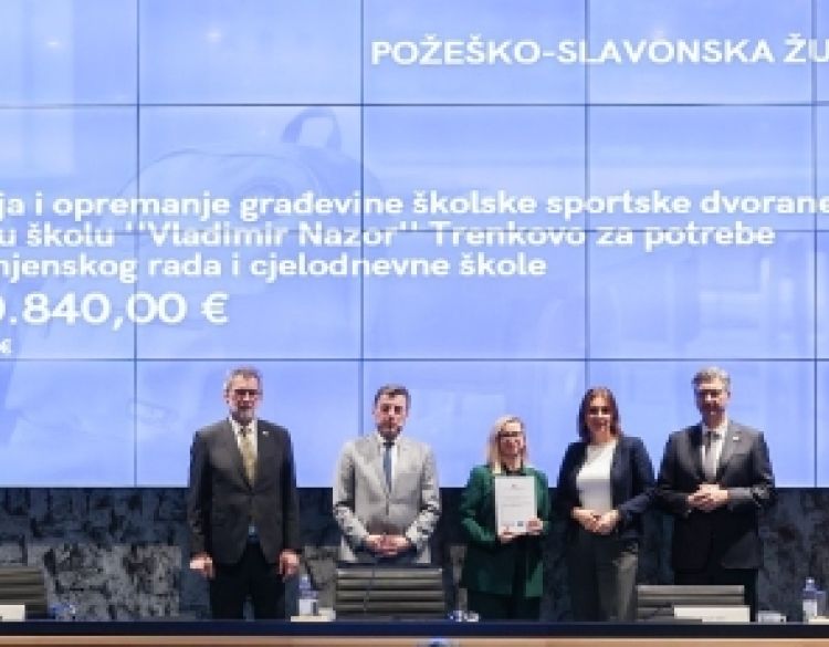 Požeško-slavonskoj županiji uručen ugovor za izgradnju sportske dvorane u Trenkovu vrijedne 900 tisuća eura