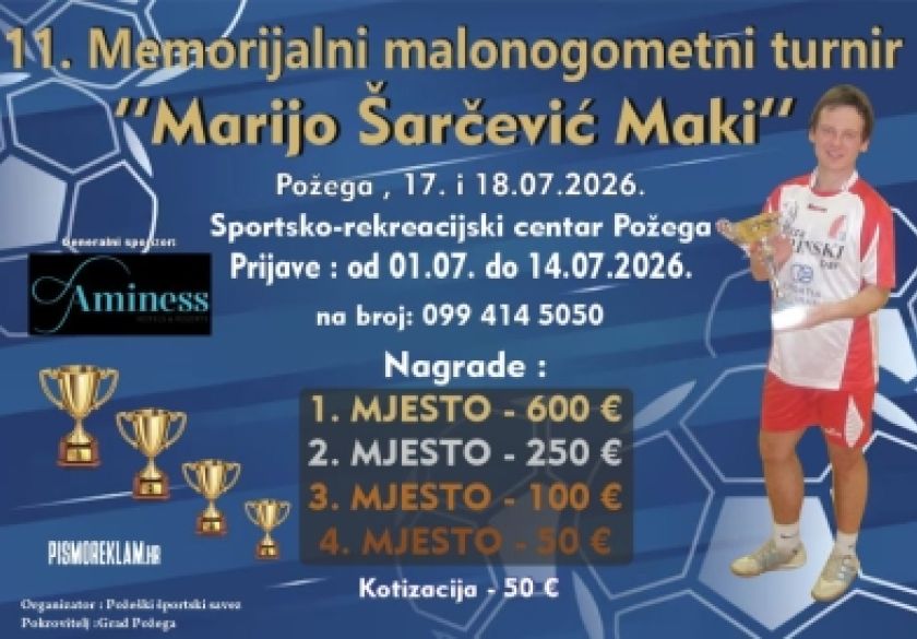 Prijave za nastup na 11. Memorijalnom malonogometnom turniru 