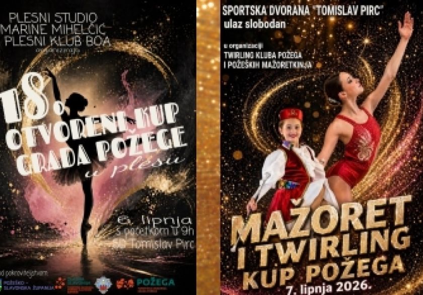 Ovog vikenda 18. Otvoreni Plesni Kup grada Požege te Mažoret i Twirling Kup okupljaju 700 plesača
