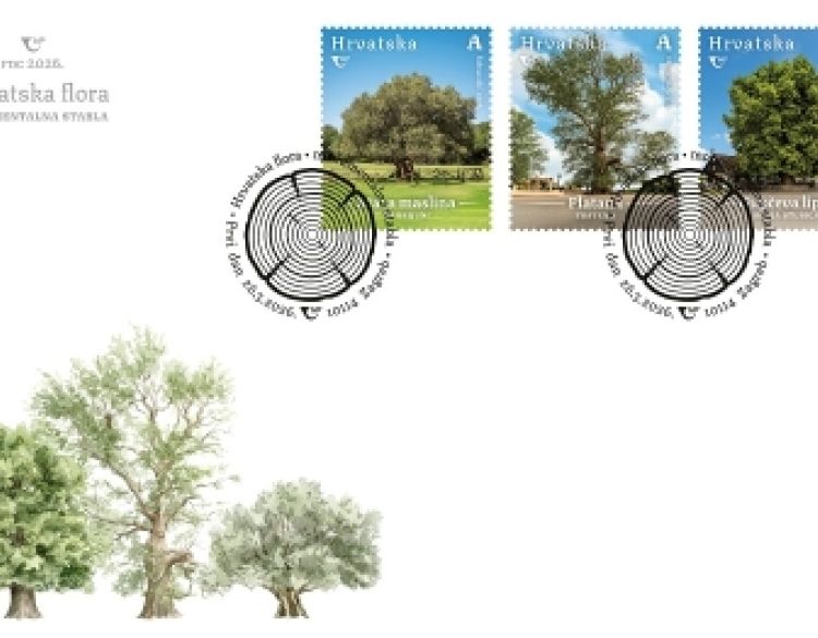 Tri veličanstvena stabla Hrvatske na poštanskim markama - Novo izdanje serije prigodnih maraka „Hrvatska flora“