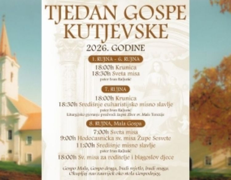 Tjedan Gospe Kutjevske od 1. do 8. rujna donosi dane molitve i zajedništva
