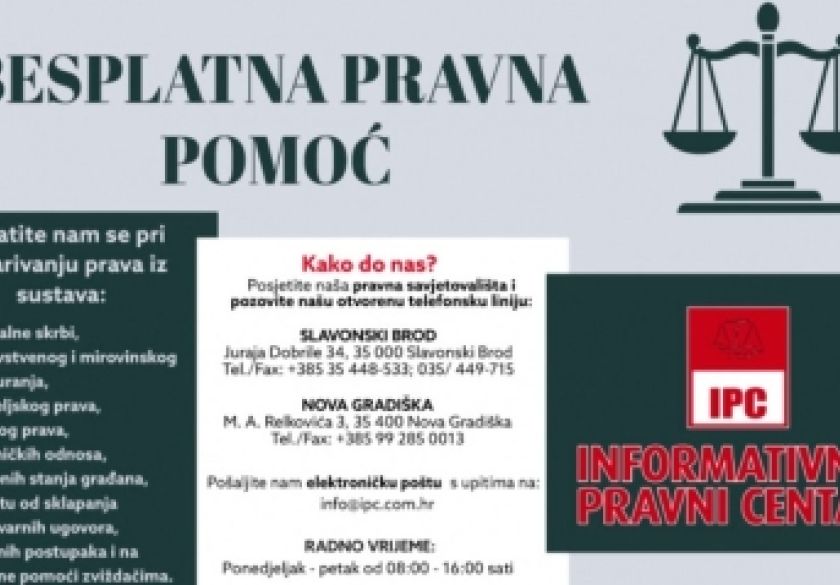 Danas u Gradu Požegi možete dobiti besplatnu pravnu pomoć za građane