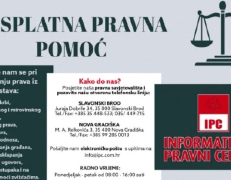 Danas u Gradu Požegi možete dobiti besplatnu pravnu pomoć za građane