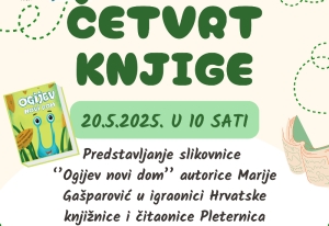 U sklopu projekta &#039;&#039;Četvrt knjige&#039;&#039; predstavljanje slikovnice &#039;&#039;Ogijev novi dom&#039;&#039; autorice Marije Gašparović
