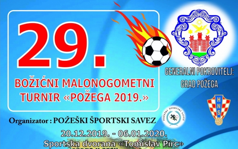 Prijave za nastup na 29. Božićnom malonogometnom turniru "Požega 2019" od 2. do 16. prosinca