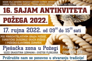 Najavljen 16. &quot;Sajam antikviteta&quot; u pješačkoj zoni grada Požege 17. rujna (subota)