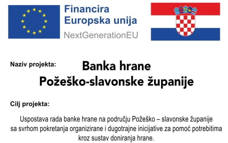 Završen projekt "Banka hrane Požeško-slavonske županije" u organizaciji GD Crvenog križa Požega
