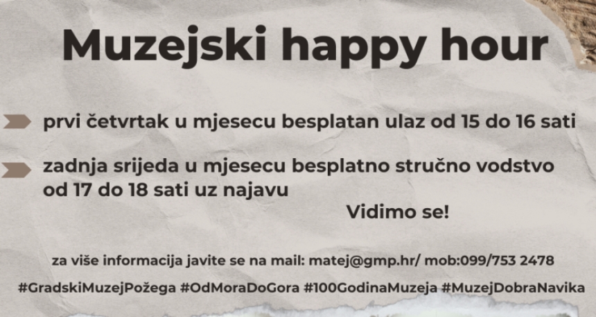 Novo uređeni Gradski muzej Požega najavljuje za Požežane - Muzejski happy hour!