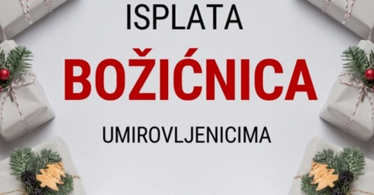 Isplata Božićnica za umirovljenike grada Požege - podnošenje zahtjeva od 7. do 25. studenoga