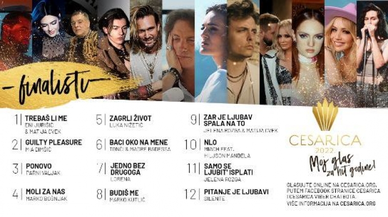 Krenulo je veliko finale – dvanaest hitova u utrci za Cesaricu - glasujte za svoj hit do 22. siječnja