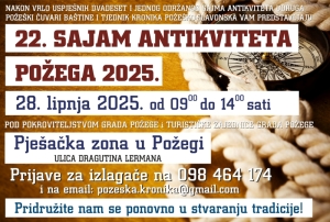 Najavljen 22. &quot;Sajam antikviteta&quot; na pješačkoj zoni u subotu 28. lipnja uz degustaciju kulena 45. Požeške kulenijade
