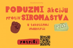 Potpiši za dostojanstvenu plaću tekstilnih radnica na štandu u Požegi 20. svibnja
