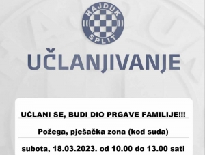 Društvo prijatelja Hajduka poziva na druženje i učlanjenje u familiju Hajduka