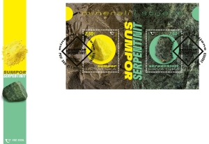 Prigodni poštanski blok Minerali i stijene - Prvo ovogodišnje izdanje prikazuje mineral sumpor i stijenu serpentinit