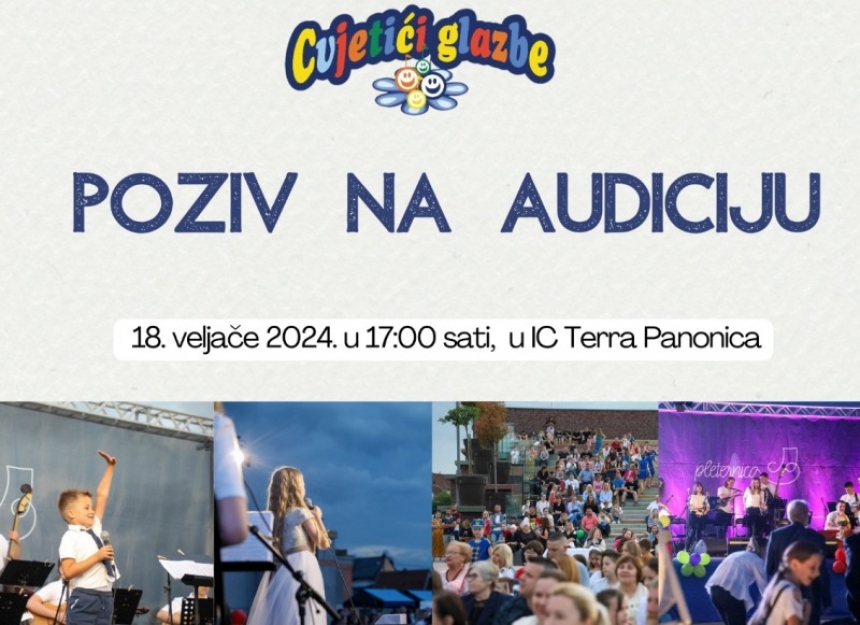 Poziv za audiciju za Dječji tamburaški festival "Cvjetići glazbe"