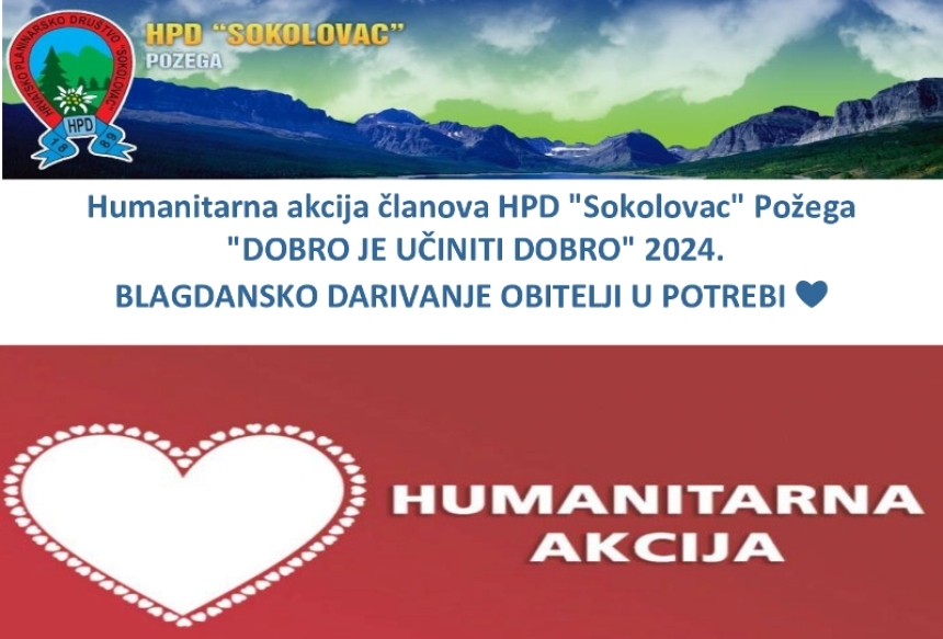 Humanitarna akcija članova HPD "Sokolovac" Požega "Dobro je učiniti dobro" 2024. i darivanje obitelji u potrebi